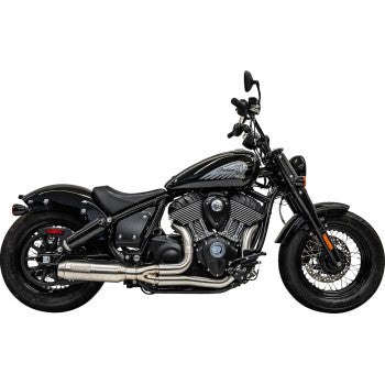 BASSANI XHAUST 2-into-1 Exhaust System with Super Bike Muffler - Stainless Steel - Black for Indian Super Chief 2022-2023 8H12SS