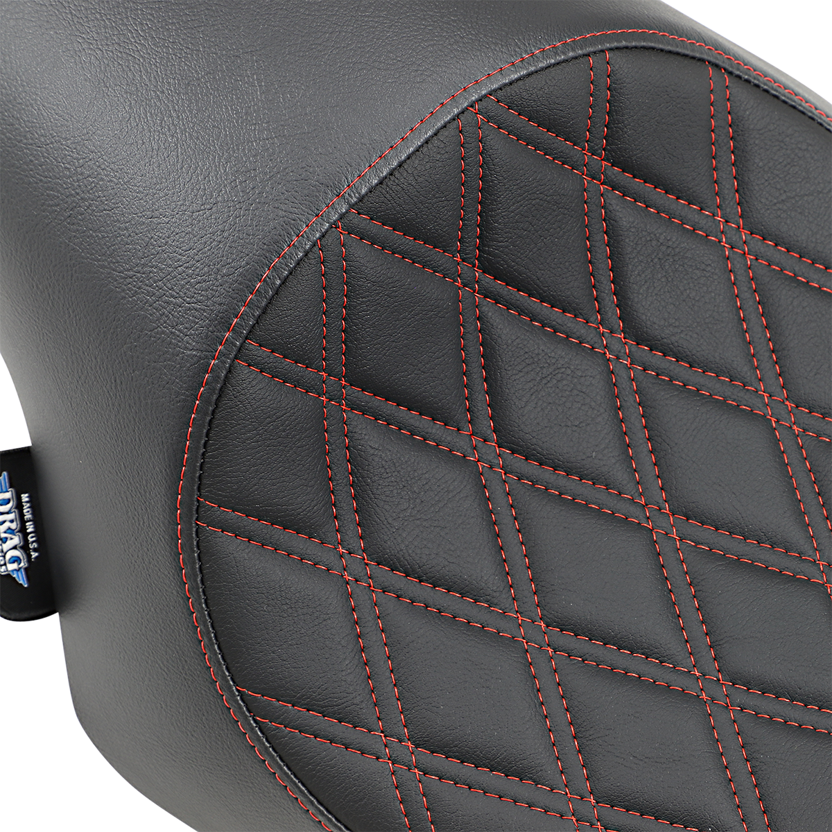 DRAG SPECIALTIES Seat - 3/4 Solo - Double Diamond - Black w/ Red Stitching - '04-'22 XL NO RUBBER BUMPERS 0804-0746