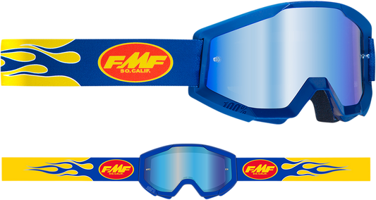 FMF PowerCore Goggles - Flame - Navy - Blue Mirror F-50051-00007 2601-3008