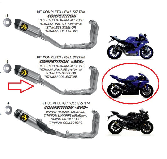 71179ckr Arrow COMPETITION "SBK" Yzf-R1 17-24 Competition Full Titanium Full Kit High Version