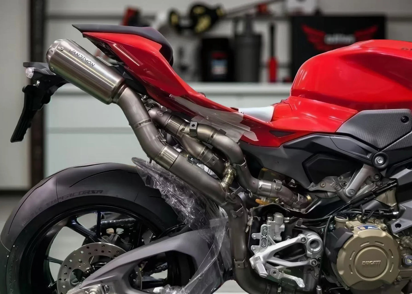 Vandemon 2025 Ducati Panigale V4 and V4S High Mount Exhaust System DUCV4PANHMEXHMESB VA-90