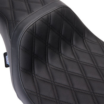 DRAG SPECIALTIES Predator 1Up Seat - Vinyl - Double Diamond Black Stitch - FLH '08-'23 0801-1483