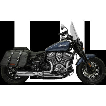 BASSANI XHAUST 2-into-1 Exhaust System with Super Bike Muffler - Stainless Steel - Black for Indian Super Chief 2022-2023 8H12SS