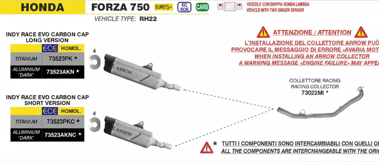 HONDA FORZA 750 E5+ 2025 INDY RACE EVO ALUMINIUM DARK EXHAUST