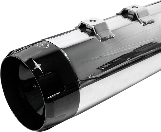 S&S CYCLE 4.5" Mufflers - Chrome with Black Thruster NOW HAVE ALL BLK END CAPS 550-0619