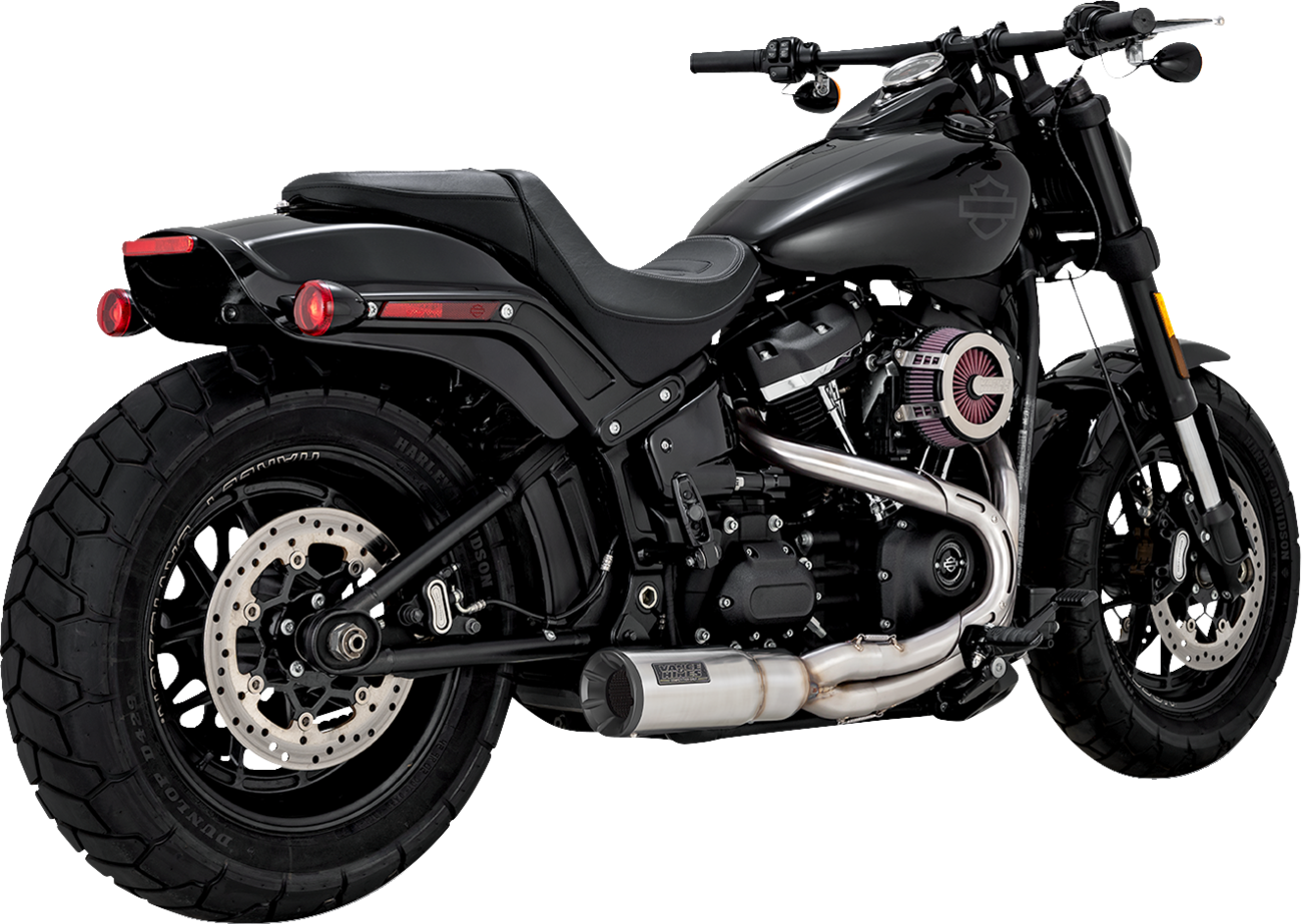VANCE & HINES 2-into-1 Hi-Output Short Exhaust System - Stainless Steel - Brushed Softail 2018-2024 27331