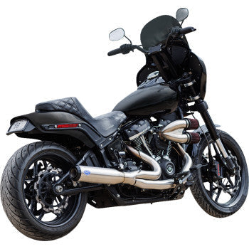 S&S CYCLE 2-into-1 Qualifier Exhaust System - Race Only - Silver softail 2018-23 550-1105