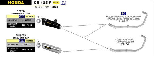 Arrow Honda Cb 125f Stainless Steel Collector For Arrow Silencers 51017mi