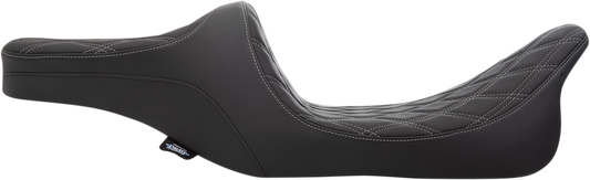 DRAG SPECIALTIES Predator III 2-Up Seat - Double Diamond - Silver Thread FIT 99-07 FLHR,06-07 FLHX 0801-1309