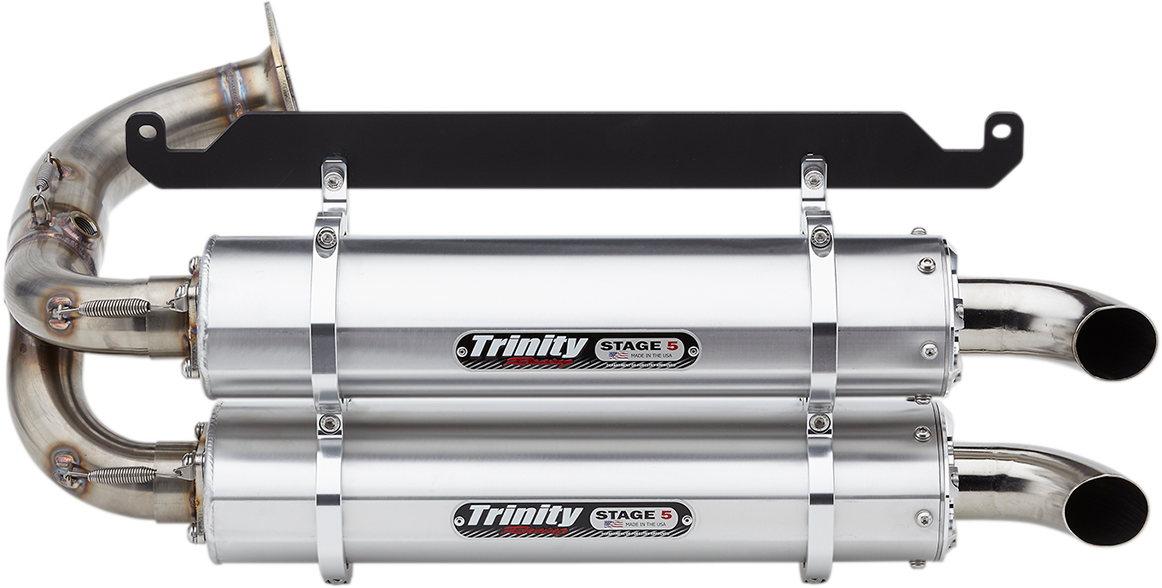 TRINITY RACING Stage 5 Slip-On Dual Muffler - Brushed Aluminum Talon 1000 2019-2022 TR-4169S