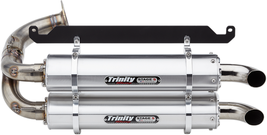 TRINITY RACING Stage 5 Slip-On Dual Muffler - Brushed Aluminum Talon 1000 2019-2022 TR-4169S