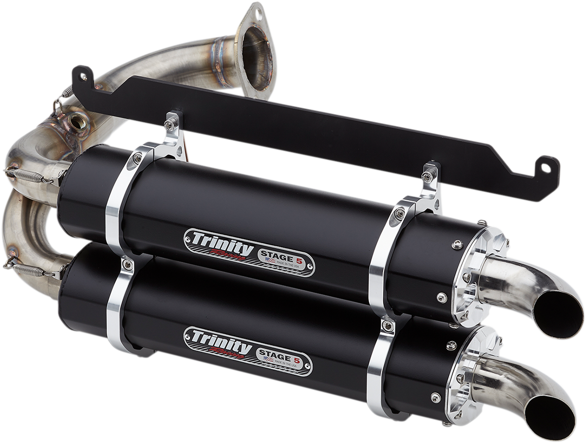 TRINITY RACING Stage 5 Slip-On Dual Muffler - Black Talon 1000R /X TR-4169S-BK