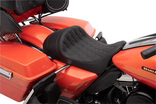 DRAG SPECIALTIES Forward Low Solo Seat - Diamond - Black - FL '08-'22 0801-1252