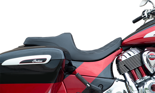 DRAG SPECIALTIES Predator III Seat - Forward Positioning - Double Diamond - Silver Stitching - '14-'22 Indian 0810-2271