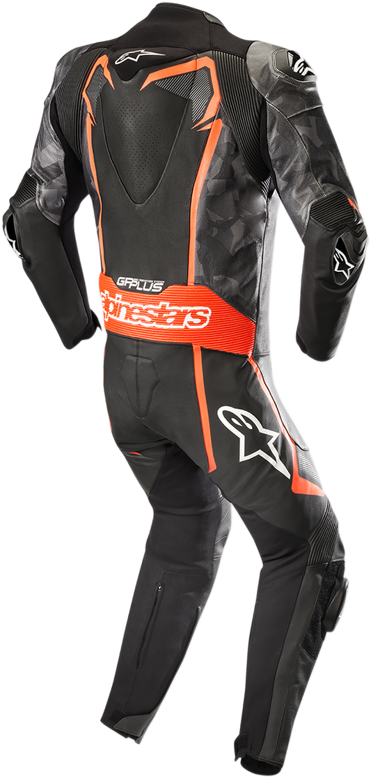 ALPINESTARS GP Plus v2 Camo 1-Piece Leather Suit - Black/Charcoal/Red Fluorescent - US 50 / EU 60 3150718-994-60