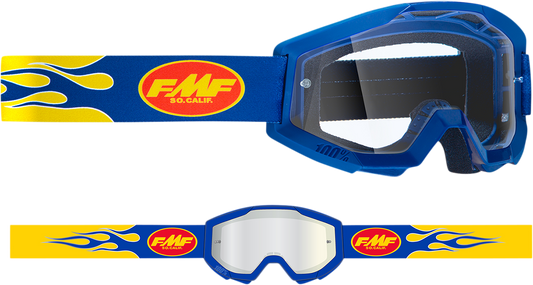FMF PowerCore Goggles - Flame - Navy - Clear F-50050-00007 2601-3003