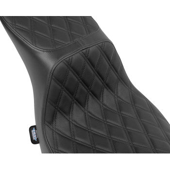 DRAG SPECIALTIES Predator 2-Up Seat - Vinyl - Double Diamond - Black Stitching - FLSB/FXLRS 18-24 Softail 0802-1635