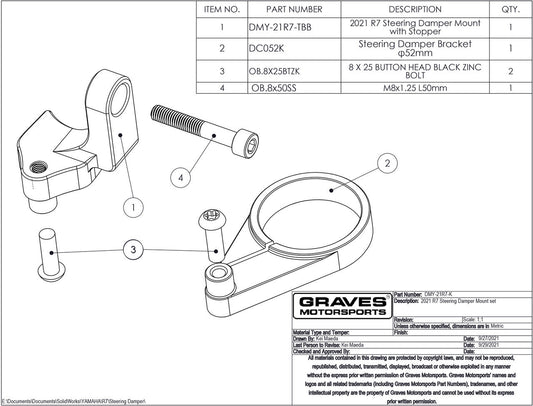 Graves motorsports works steering damper mount R7 2021-2024 DMY-21R7-K