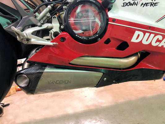 Vandemon Ducati Panigale 899, 1199, 1199R Titanium Muffler Low Mount Slip-On 2012-15 DUC899TIMUFBELA VA-121
