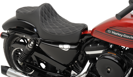 DRAG SPECIALTIES Predator III Seat - Double Diamond - Silver Stitching - '04-'22 XL NO RUBBER BUMPERS 0804-0735