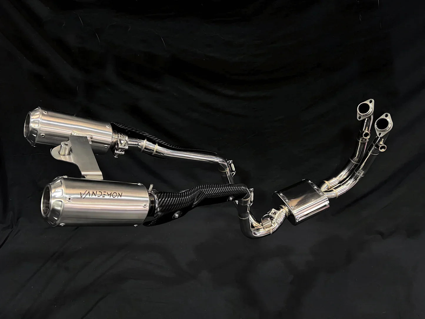IN STOCK Vandemon CFMOTO single-sided swingarm 450SR-S 2023-2025 Stainless Steel / Titanium High Mount Exhaust System CFMOTO450SRSHMEXHC