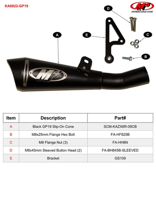 IN STOCK M4 Exhaust GP19 Black Slip On 2009 - 2025 2026 ZX6R zx6 KA6922-GP19