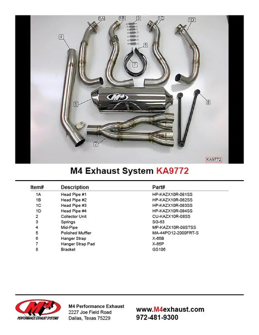 M4 Exhaust RACE Full System Polished Canister 2008-2010 ZX10 KA9772