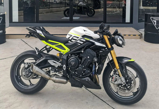 Vandemon Triumph 765 S/R/RS and Moto 2 Street Triple Slash Cut Titanium Exhaust 2023-2024 TRIUM765STTIEXB