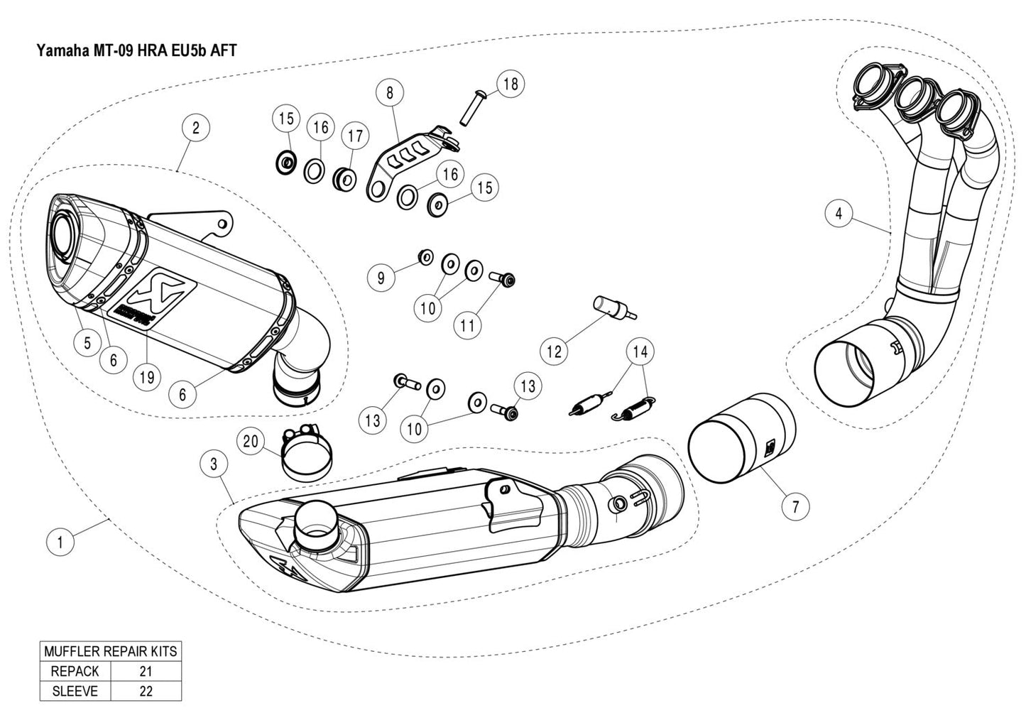 AKRAPOVIC 2024 APPROVED RACING STEEL TITANIUM COMPLETE EXHAUST YAMAHA MT-09 / FZ-09 2024 S-Y9R15-HAPT/2