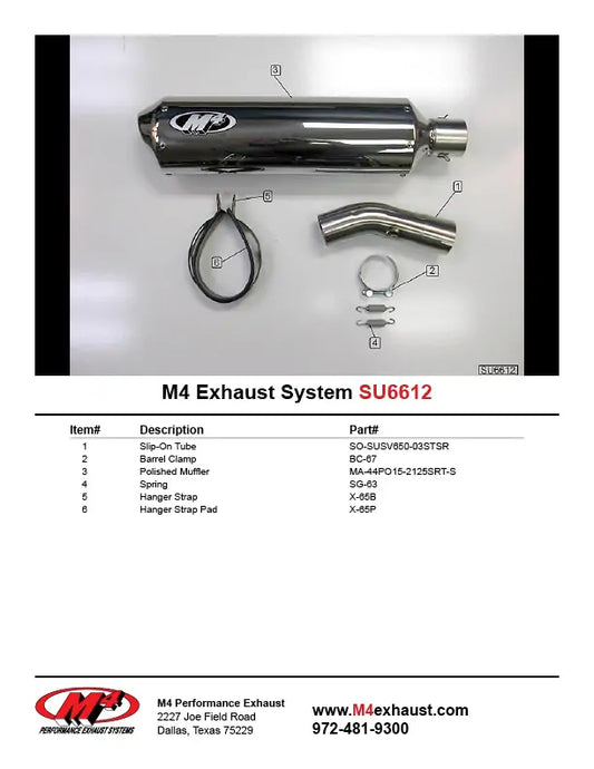 M4 Exhaust Polished Slip On 2004-2010 SV 650 SU6612