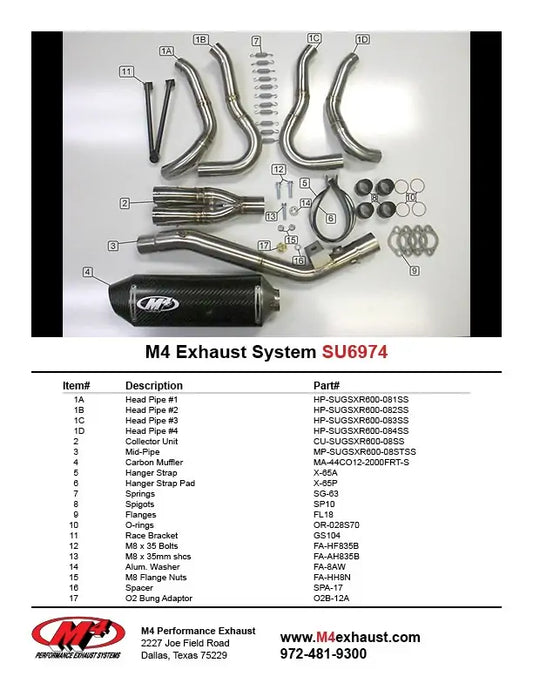 IN STOCK M4 Exhaust Full System Carbon Fiber Canister 2008-2010 GSXR 600/750 SU6974