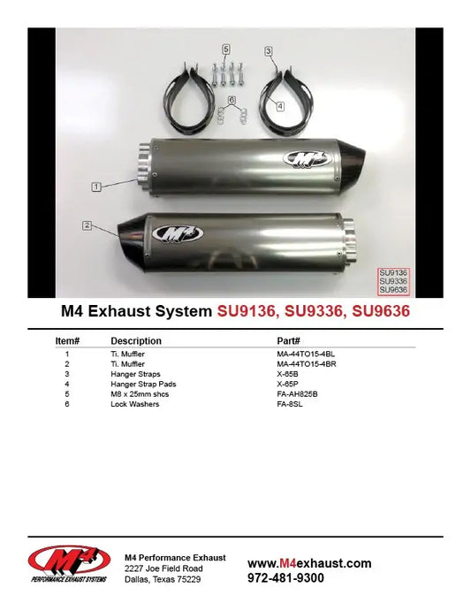 M4 Exhaust Bolt-On System with Dual Titanium Canisters 1998-2000 TL-S SU9136