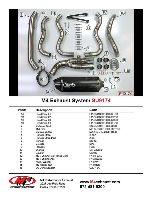 M4 Exhaust Full System Carbon Fiber Canister 2009-2011 GSXR 1000 SU9174