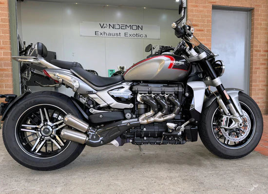 Vandemon Triumph Rocket 3R & GT 2500 2024-2025 Titanium Bimodal Stealth Side Mount Titanium Slip-On TRIUMROCKET3SMMUFB VA-153