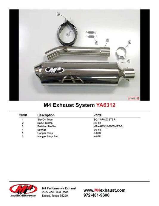 M4 Exhaust Polished Slip On 2003-2005 R6 YA6312