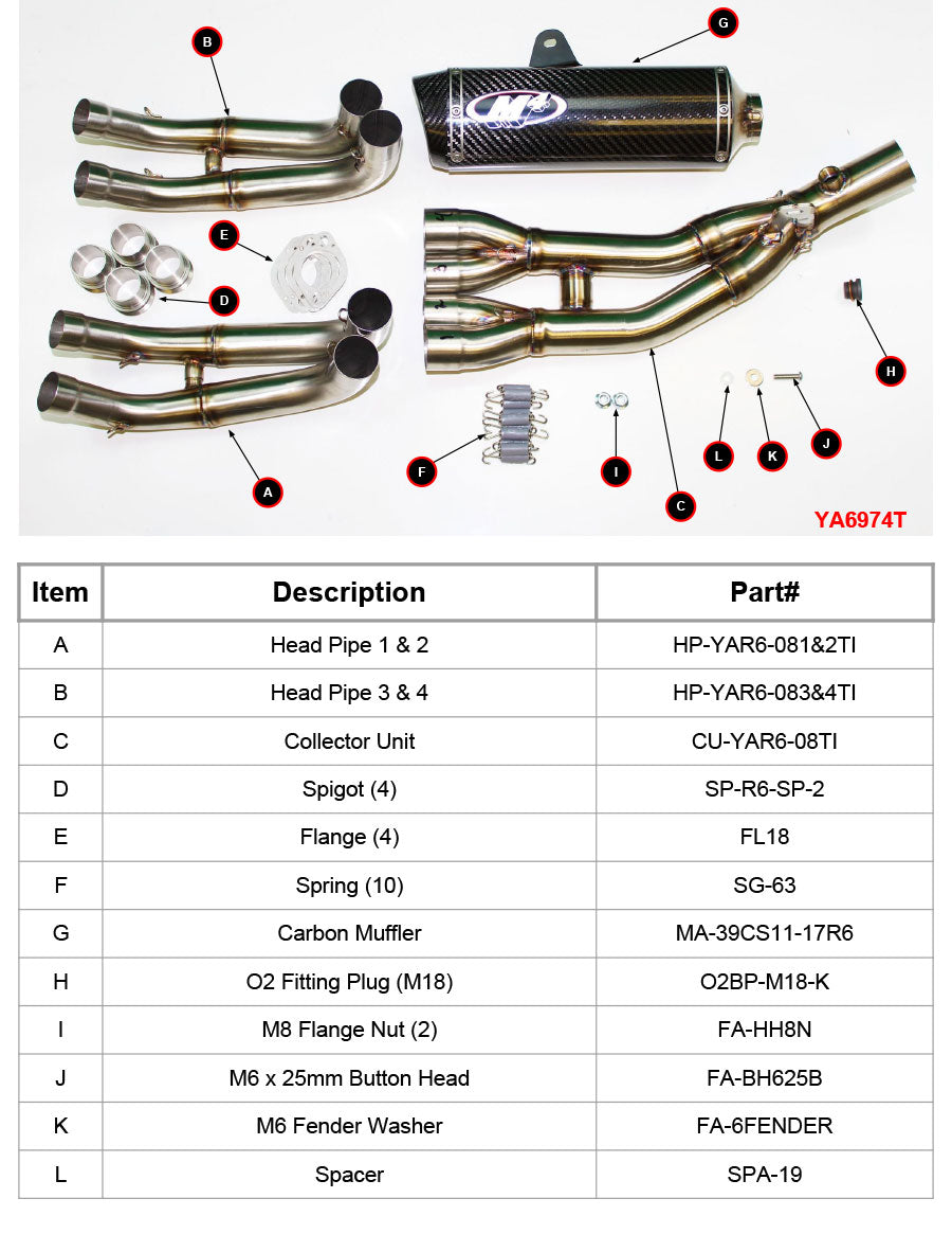 M4 Exhaust Full Titanium System Carbon Fiber Canister R6 2006-2020 YA6974T