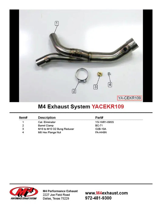 M4 Exhaust Catalytic Converter Eliminator 2009-2014 R1 YA-CEKR109