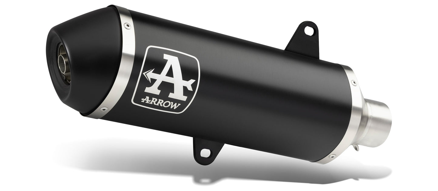 Arrow Piaggio Mp3 500lt '17/19 Homolog. Alumin Dark Urban Silencer With Stainless Steel Dark End Cap For Arrow Link Pipe 73512ann