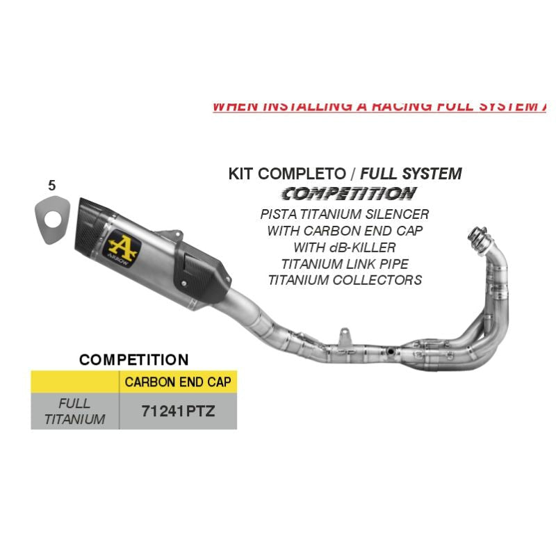 ARROW OPEN BOX 71241PTZ Arrow Yzf R9 2025 Competition Evo Titanium Full system exhaust WITH db killer