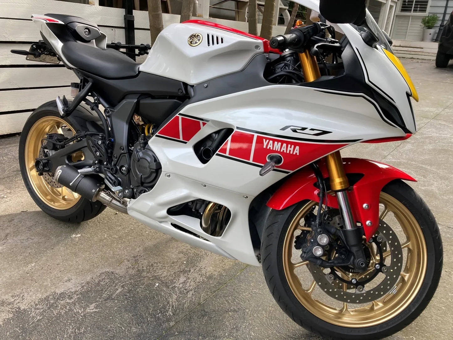 Vandemon Yamaha R7 MT07 FZ07 XSR700 Tracer 700/GT Tracer 7/GT Titanium Exhaust System YAMAMT07EXHTICFB