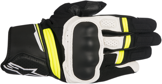 ALPINESTARS Booster Gloves - Black/White/Fluo Yellow - Large 3566917-125-L
