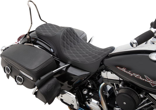 DRAG SPECIALTIES Predator III 2-Up Seat - Double Diamond - Silver Thread 0801-1305