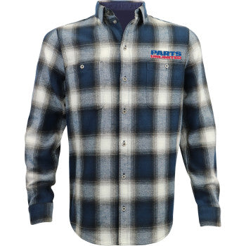 THROTTLE THREADS Parts Unlimited Flannel 25 Shirt - Blue/Black - Large PSU39ST61BLLR