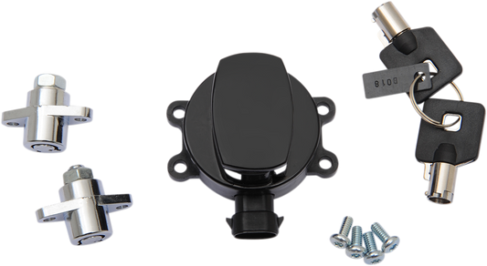 DRAG SPECIALTIES Side Hinge Ignition Switch with Saddlebag Lock - Gloss Black E21-0214GB/50