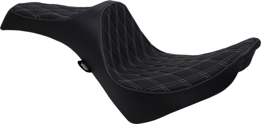 DRAG SPECIALTIES Predator III Seat - Double Diamond - Silver Stitching - FL/FX '18-'22 0802-1146