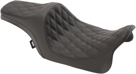 DRAG SPECIALTIES Predator III Seat - Double Diamond - Black Stitiched - FL 2008-2022 0801-1114