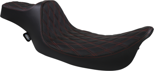 DRAG SPECIALTIES Extended Reach Predator III Seat - Double Diamond - Black w/ Red Thread NOT A 2-UP SEAT 8011371