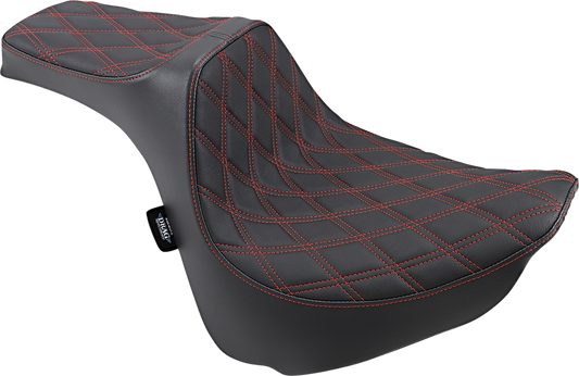 DRAG SPECIALTIES Predator III Seat - Double Diamond - Red Stitched - FXFB/S '18-'22 FIT FLSTN W/O LUGG RACK 0802-1074