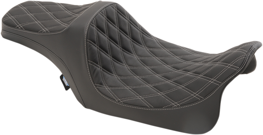 DRAG SPECIALTIES Predator III Seat - Double Diamond - Silver Stitched - FL '08-'22 0801-1115