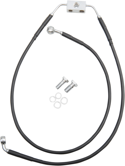 DRAG SPECIALTIES Brake Line - Front - Black - +6" - FXDB '12-'17 612135-6BLK
